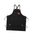 thumbnail image 4 of Delantal de lona para cocina, delantal ajustable, práctico delantal de chef, delantal con pechera para barbacoa, pintura, cerámica, hombres, mujeres, negro, 4 of 8