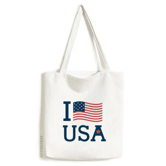 I Love USA America Flag Culture Tote Canvas Bag Shopping Satchel Casual Handbag
