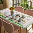 thumbnail image 3 of Easter Table Cloths for 4 Foot Rectangle Tables, Spring Gnomes Floral Bunny Duck Green Pink Plaid Patio Waterproof Elastic Fitted Tablecloths, Washable Rectangular Table Cover for Camping, 3 of 8