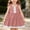 Pink, variant on Kids Girls Soft Breathable Cotton Sleeveless A-Line Boho Summer Casual Party Dress with Lace Trim and Adjustable Bow Tie Straps Pink,Size 5-6 T