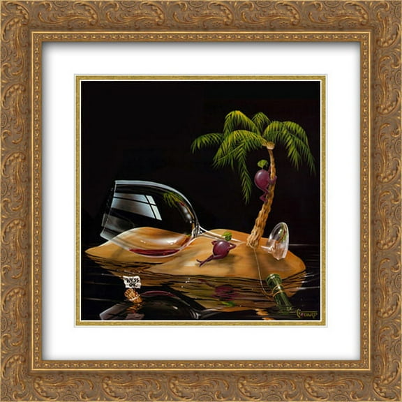Lost in Paradise 2x Matted 16x16 Gold Ornate Framed Art Print by Michael Godard