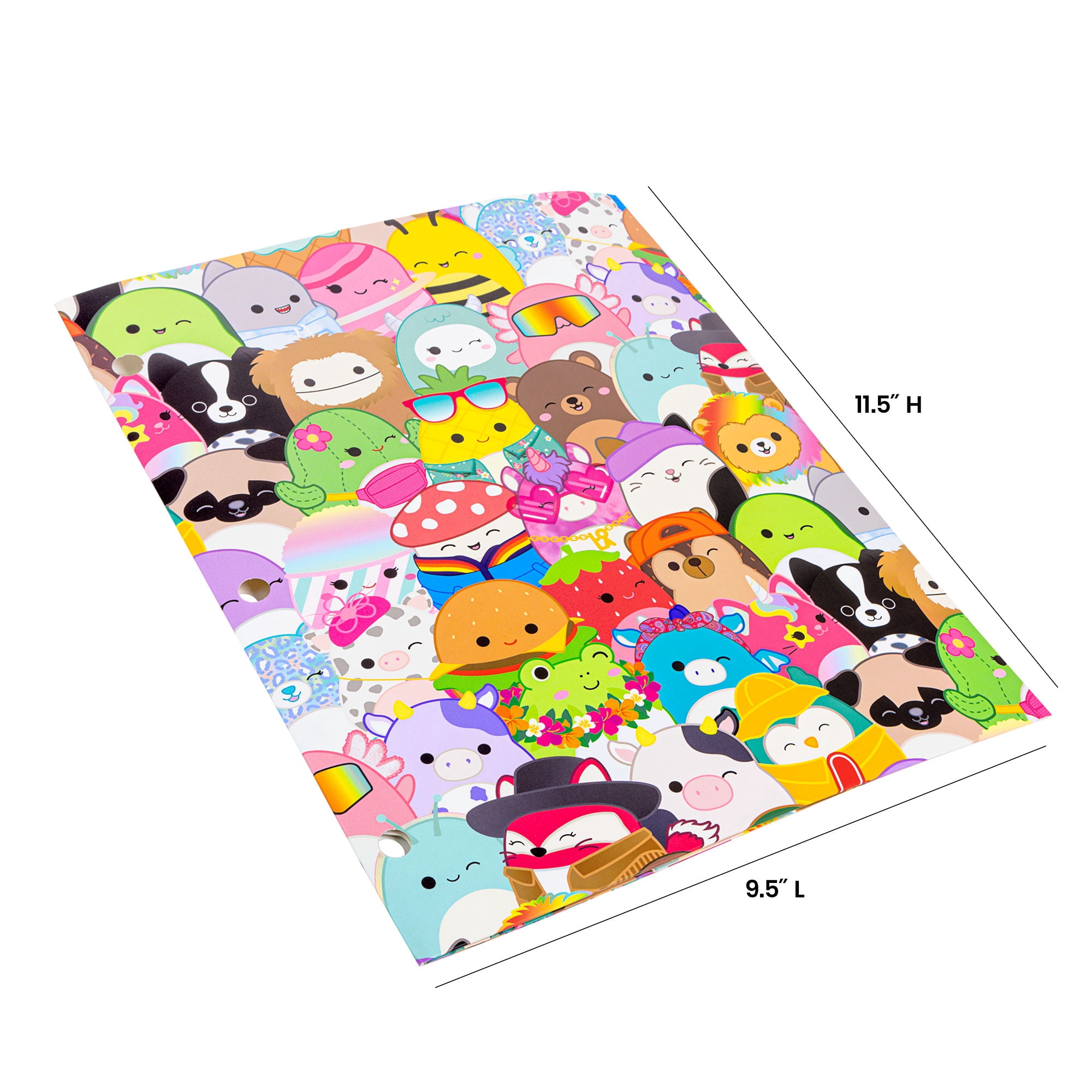 (2 pack) (2 pack) Squishmallows Multi Squishmallows 2 Pocket Folder, 3 Hole Punch, Multi Color