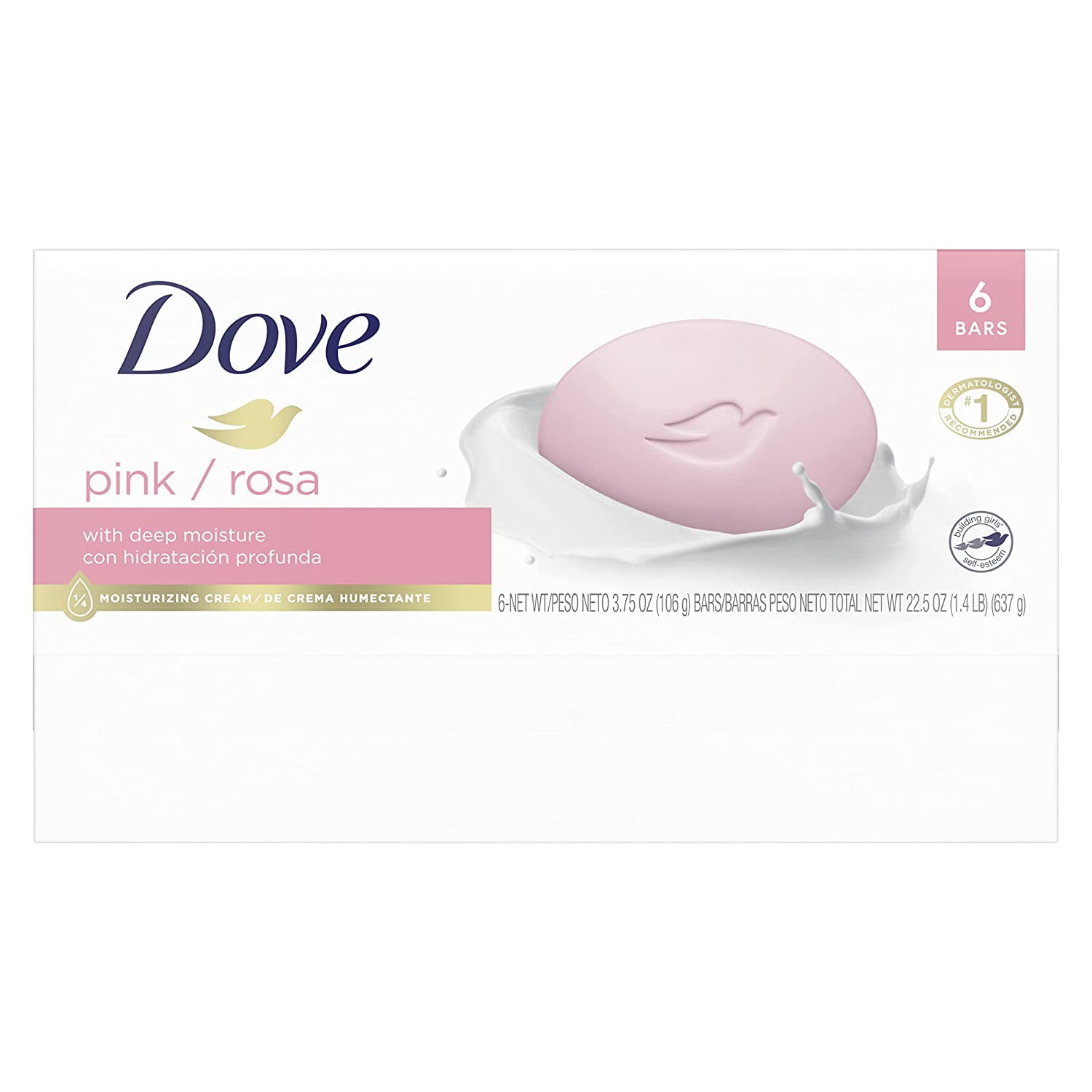 Dove Beauty Bar Gentle Skin Cleanser Moisturizing for Soft Skin Pink Bath Soap 6 Bars