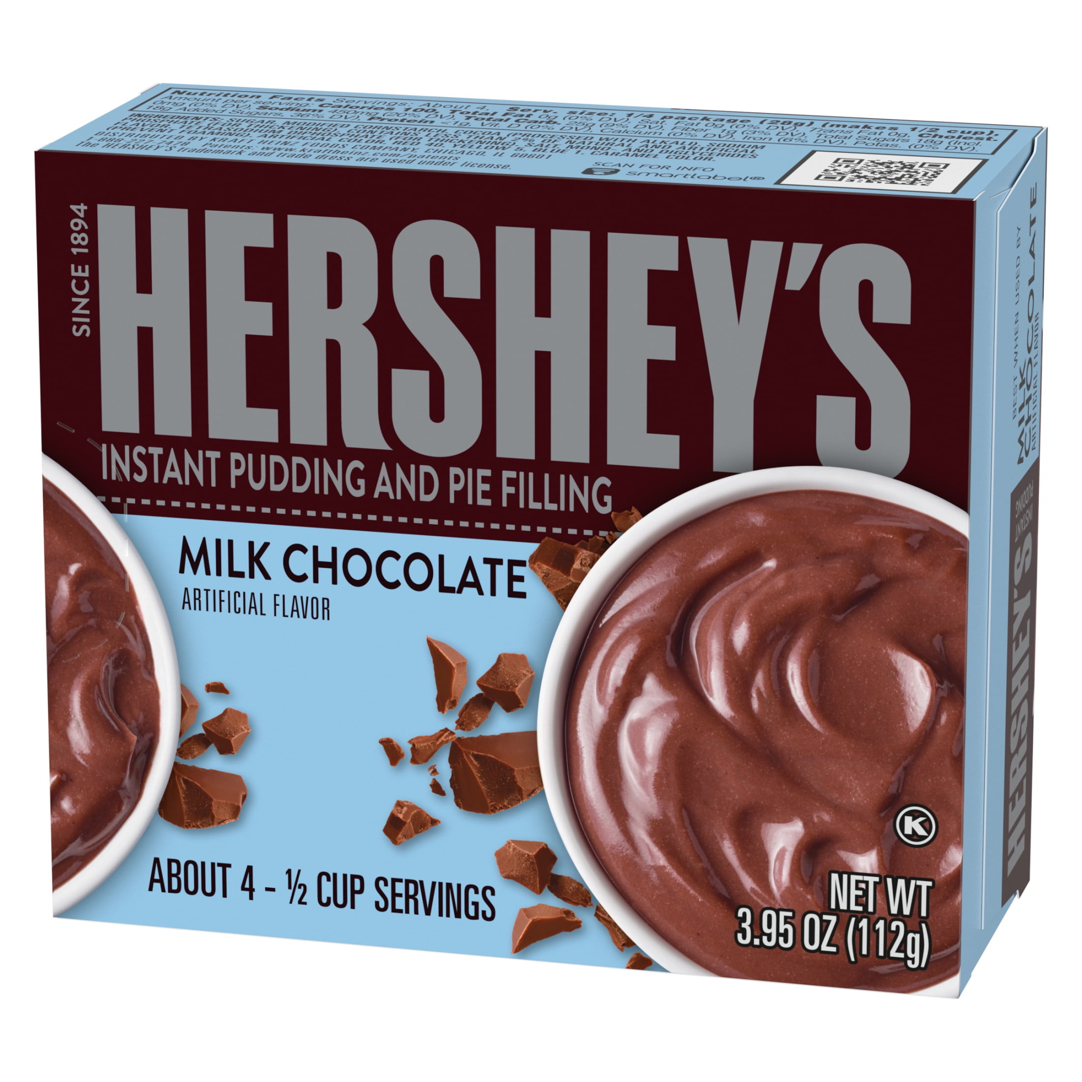 Hershey's Milk Chocolate Instant Pudding and Pie Filling, 3.95 oz Box