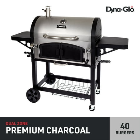 Dyna-Glo DGN576SNC-D Dual Chamber Stainless Steel Charcoal BBQ Grill