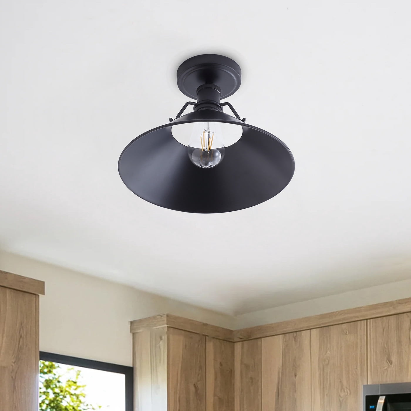 Aiwen Retro Metal Shade Flush Mount Ceiling Lamp E26 Base Light Fixture