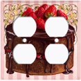 thumbnail image 3 of Metal Light Switch Plate Cover Elegant Strawberry Cake Striped Wallpaper Pink CAK054, 3 of 13