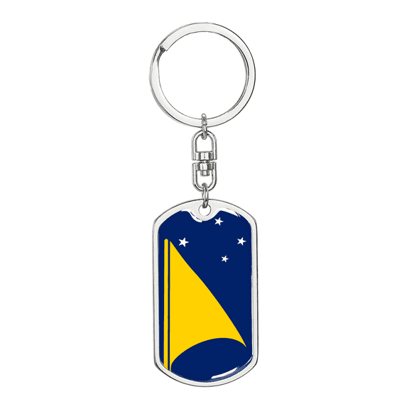 Tokelau Flag Swivel Keychain Dog Tag Stainless Steel or 18k Gold