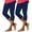 Navy, variant on Timegard Capri Leggings for Women 2pc Elastic Waist Slim Fitting Comfy Casual Cropped Pants Solid Color