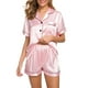 thumbnail image 4 of Gibobby Conjunto pijama mujer invierno Conjuntos Pijamas Loungewear Seda satinada con botones Ropa de dormir de dos piezas para mujer Trajes y conjuntos de mujer(Rosa,M), 4 of 5