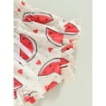 thumbnail image 7 of Cenuakty Baby Girls 3Pcs Summer Outfits, Sleeveless Ruffle Romper + Watermelon/Striped Shorts + Headband Set, 7 of 7