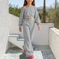 thumbnail image 3 of Cethrio Girls Casual Outfit Sets, Long Sleeve Daily Spring Fall 2 Piece Kids Clothing Sets Size 7-8 Years Gray, 3 of 6