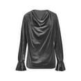 thumbnail image 6 of Aboser Womens Draped Velvet Tops Vintage Cowl Neck Shirts Dressy Ruffle Long Sleeve Blouse Solid Color Party Shirt Loose Fit Soft Velour Blouses, 6 of 7