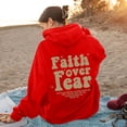 thumbnail image 2 of Gibobby Sudadera ligera con cremallera Sudadera con capucha informal de forro polar para mujer con estampadas dobles, mangas largas y bolsillos （Rojo， L), 2 of 3