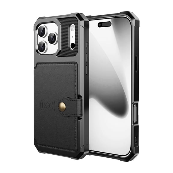 Kryonix For iPhone 17 Pro Max Case Wallet With Card Holder (4-5 Cards), Military Grade Drop Shockproof, Heavy Duty Rugged Women Men Phone Case For iPhone 17 Pro Max Black