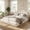 Beige, variant on EnHomee Cloud Upholstered Bed Frame Queen Size Boucle Platform Bed Frame with Button Design Headboard & Round Corner & Extra Pillow,Beige