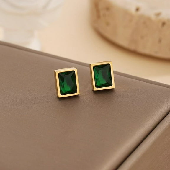 Sunyuer Cubic Zirconia Square Tiny Stud Earrings Hypoallergenic Studs Cute Jewelry Gifts for Women Birthday