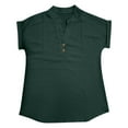 thumbnail image 3 of Womens Tops T Shirts Tank Loose Fit Pleated V Neck Sleeveless Curved Hem Flowy Clothing,Green,5XL, 3 of 4