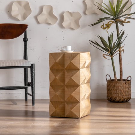 23.62-inch high 3D relief design retro side table retro furniture