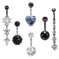 thumbnail image 1 of 6pcs Belly Button Rings Set Dangle Belly Rings Stainless Steel Navel Button Piercing Jewelry, 1 of 8