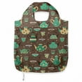 thumbnail image 1 of Tea Party Reusable Portable Bag, Cups and Pots with Different Floral Motifs on Dotted Brown Background, Fabric Market Bag Sturdy Easy to Clean Foldable Slim Design, Sea Green Brown Beige, by Ambesonne, 1 of 4