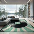 thumbnail image 2 of ODIKA 8'x10' Washable Area Rug Non-Slip Chair-Friendly Mat Disc Vinyl Cd Record Retro Vintage Music Spinning Grooves Concentric for Dining Room, Large Office, Lounge, 2 of 7