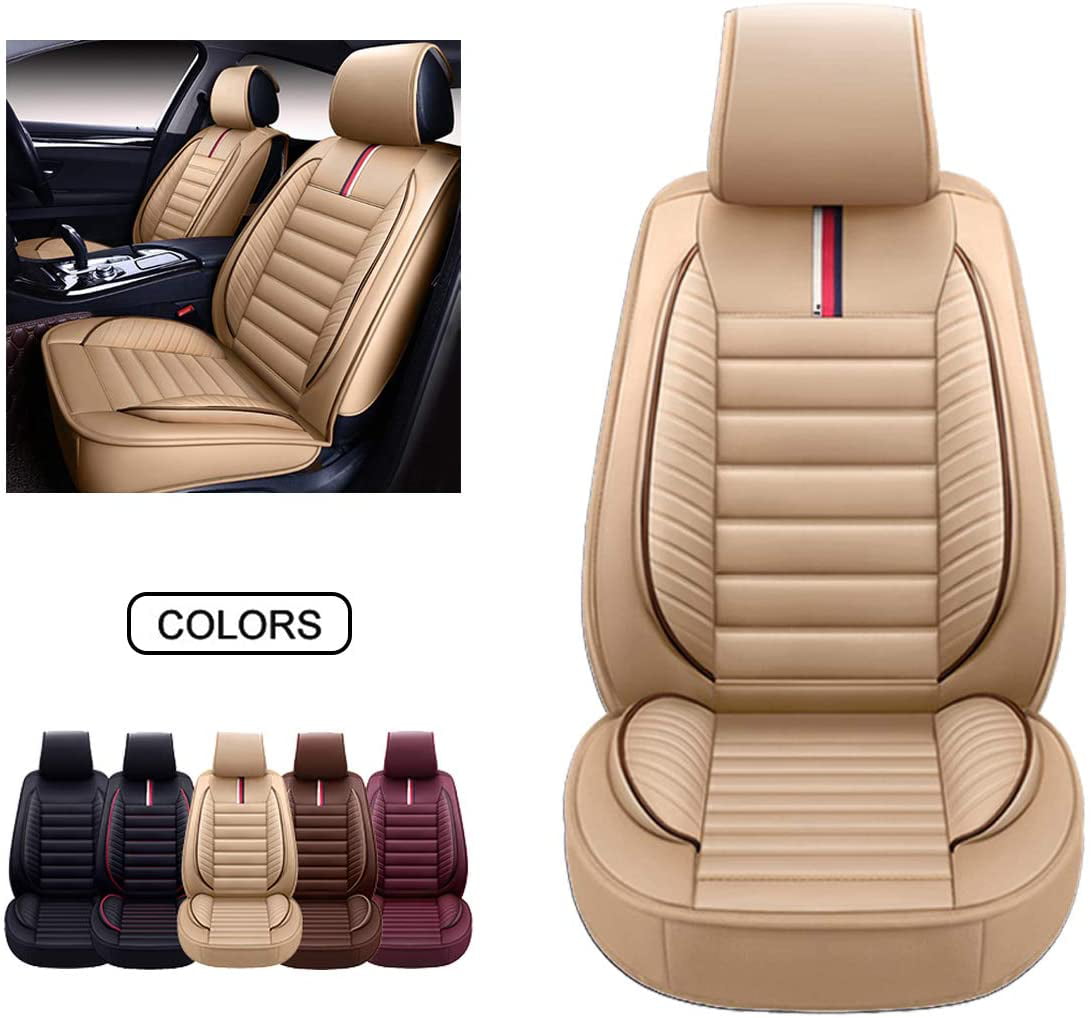 Faux Leatherette Automotive Vehicle Cushion Cover for Cars SUV Pick-up Truck Universal Fit Set for Auto Interior Accessories Full Set, Burgundy OASIS AUTO OS-011 Leather Car Seat Covers