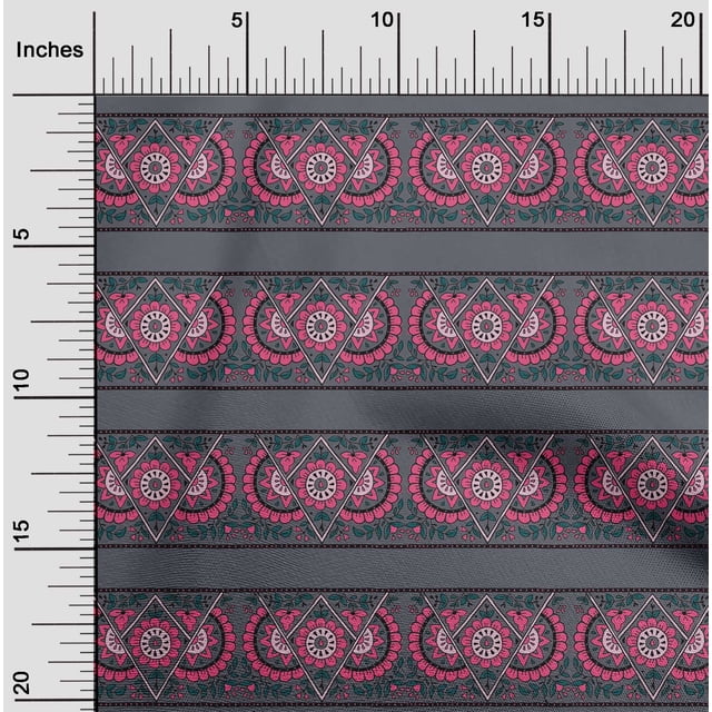 oneOone Silk Tabby Fabric Geometric|Leaves & Floral Block Print Fabric By Yard 42 Inch Wide
