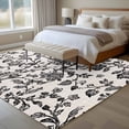 thumbnail image 4 of Non-Slip Rug Pad Rugs Pastoral Black Flower Leaf Rectangle Area Rugs 5x7Ft Soft Carpet Pads for Living Room Kids Room, Vintage Farmhouse Pattern on Linen, 4 of 9