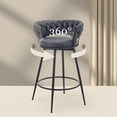 thumbnail image 2 of 28inch Bar Stools Set of 2, Counter Height Bar Stools, 360°Swivel Suede Fabric Stool Chairs with Woven Back and Footrest for Kitchen Island, Cafe, Pub, Bar Counter, 2 of 7