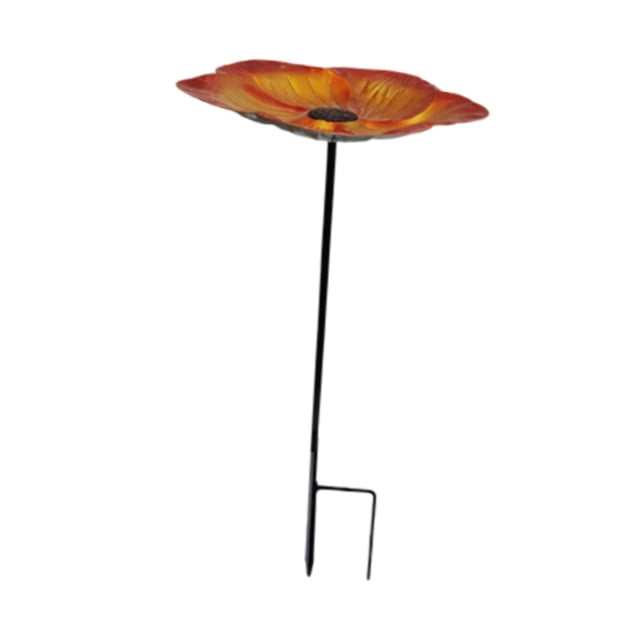 Baño de aves Alimentador de aves Hierro fácil Instalación de jardín Decoración del jardín Ornamento de accesorios 2 puntas para al aire libre Jardín Naranja