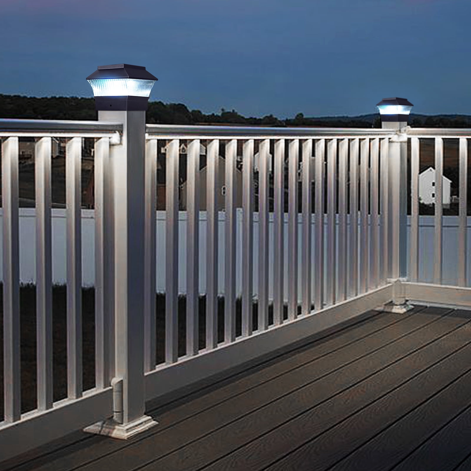 8 Pack Solar Post Cap Lights Outdoor, Waterproof LED for 4x4 Fence & Deck Posts