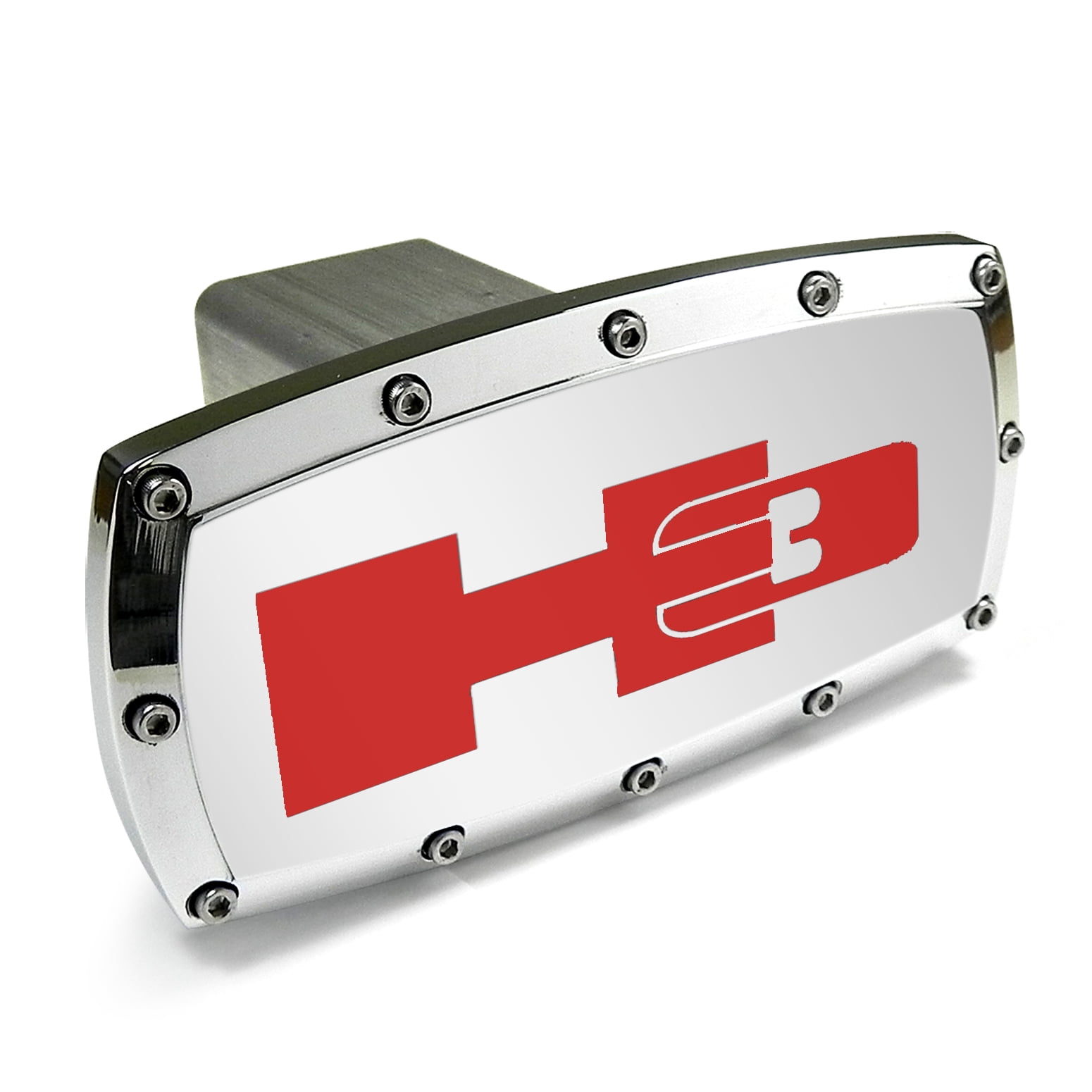 Hummer H3 Red Engraved Billet Aluminum Tow Hitch Cover, Official 