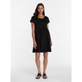 thumbnail image 2 of Time and Tru Women's Tiered Cotton Mini Dress with Short Sleeves, Sizes XS-XXXL, 2 of 5