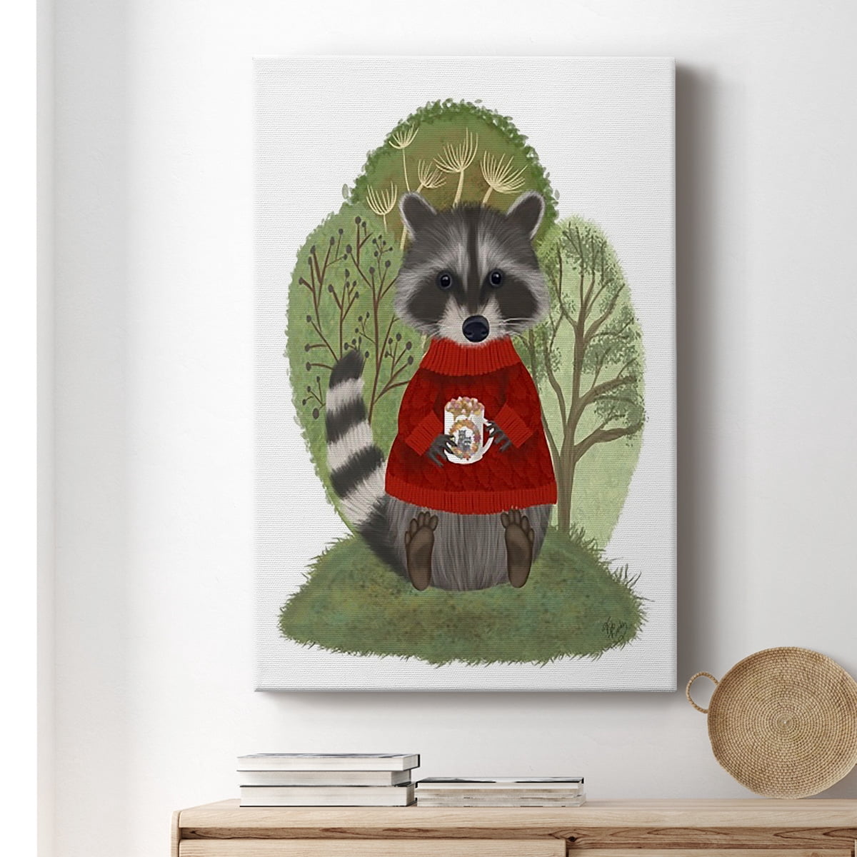 Hot Chocolate Raccoon Premium Gallery Wrapped Canvas - Ready to Hang