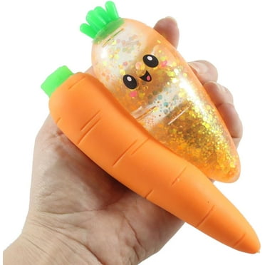 Carrot Set of 2 - Sugar and Sand Filled Squeeze Stress Balls - Sensory, Stress, Fidget Toy - Vegetable Easter
