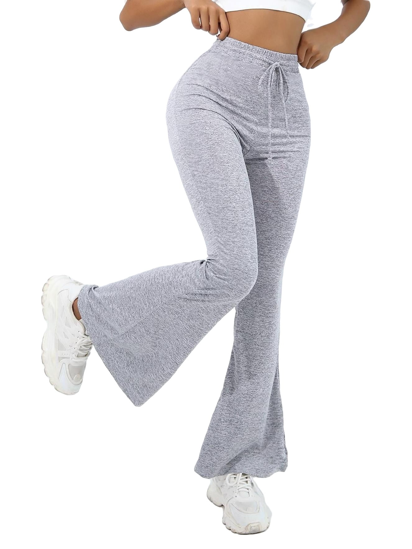 Flare Leg Light Grey Active Bottoms Women's Sports Pants (Women's