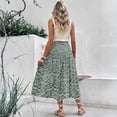thumbnail image 7 of Bbyeadc Summer Skirts for Women Midi A Line Flowy Skirt Side Slit High Waisted Boho Floral Print Skirts Elegant Beach Outfits ,Green (M), 7 of 7