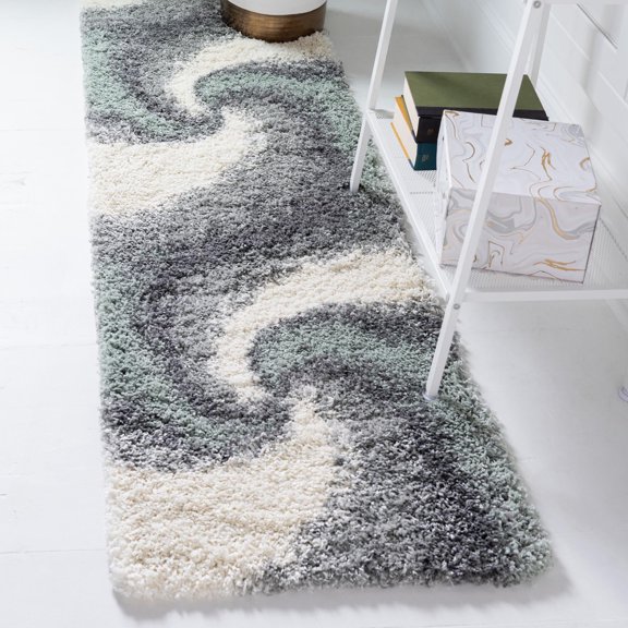 Unique Loom Soft Touch Shag Collection Area Rug - Selin (2' 7" x 10' Runner Sage Green/Gray)