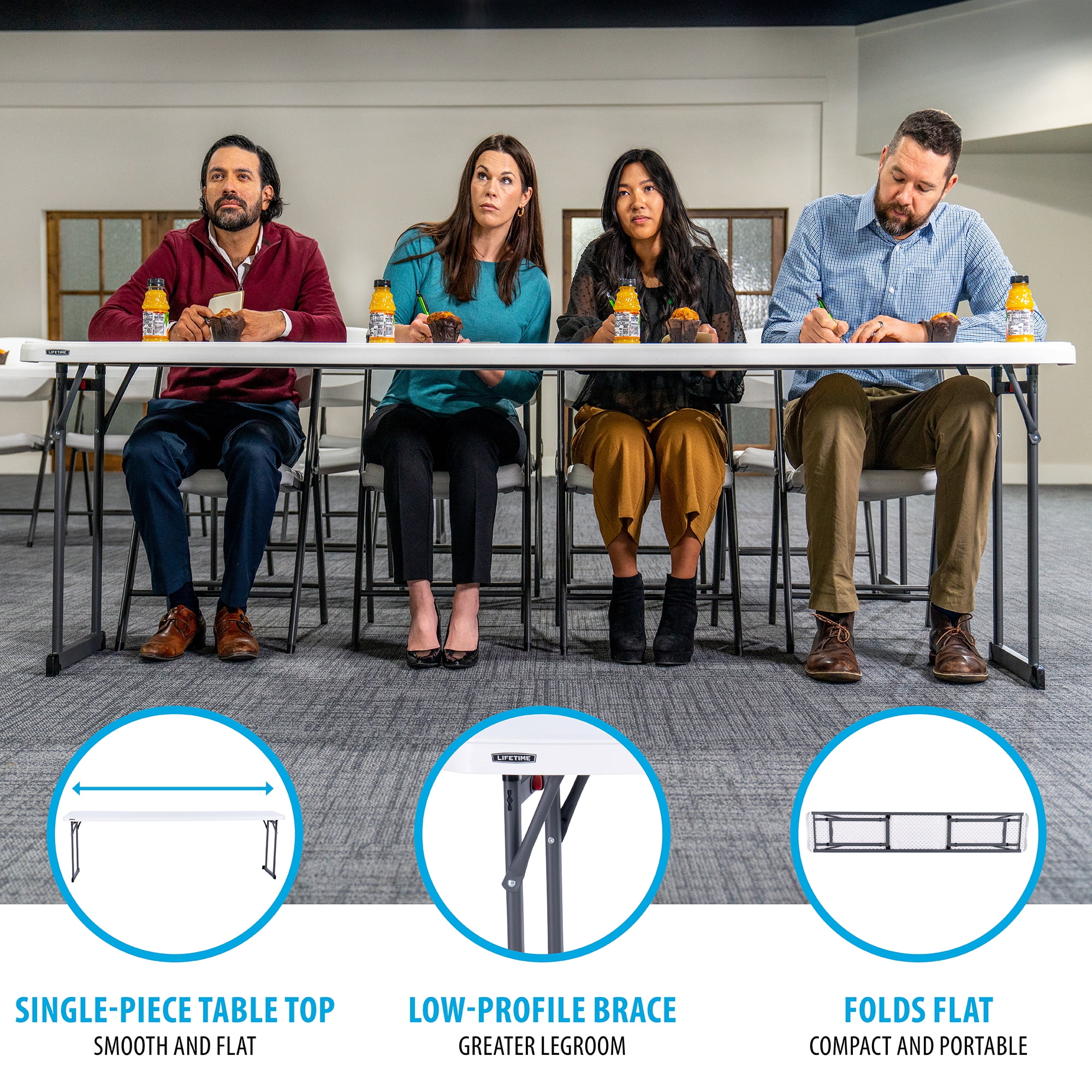 Lifetime 8 Foot Seminar Rectangle Table, Indoor/Outdoor Commercial Grade, White Granite, (80930)