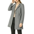thumbnail image 6 of INSPIRE CHIC Women's Half Lapel Long Sleeves One Button Winter Mid-Length Overcoat L Grey, 6 of 7