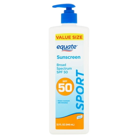 Equate Sport Broad Spectrum Sunscreen Value Size Lotion Pump, SPF 50, 32 (Best Sunscreen Lotion For Summer)