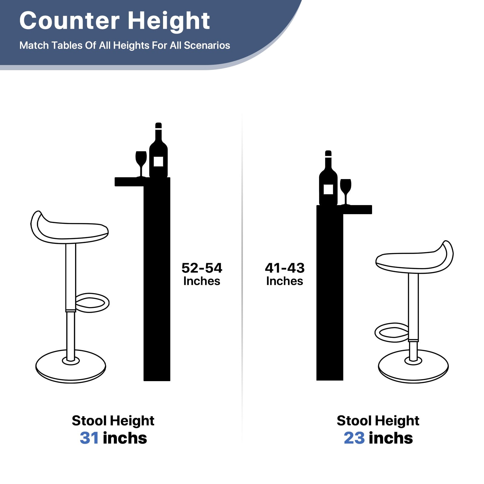 MoNiBloom Counter Height Chair, Modern Kitchen Dinner Faux Leather Barstools with Backrest Set of 2, White