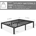 thumbnail image 3 of ZXNYH Black Queen Bed Frame Metal No Box Spring Needed 14 Inch Platform Heavy Duty Beds Frames with Storage, BQ, 3 of 7