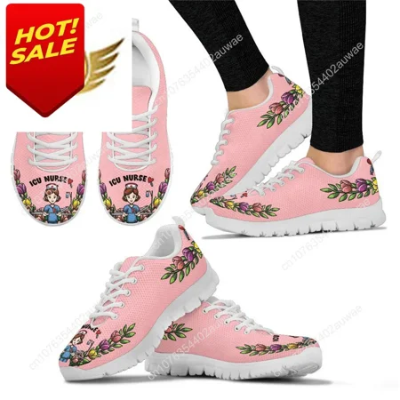 

Divertente cartone animato infermiera ragazza modello donna appartamenti scarpe primavera autunno maglia Lace Up Sneaker calzatu
