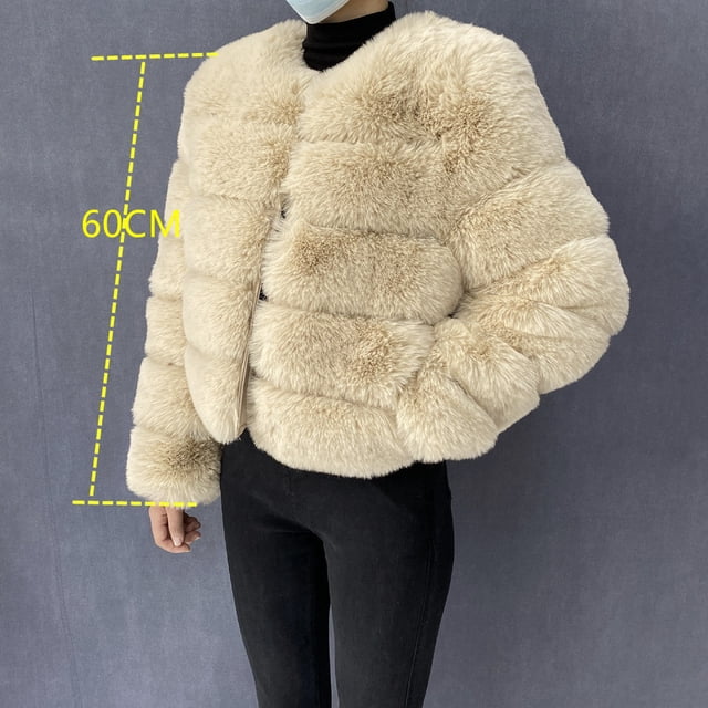 Abrigo de piel sintética para mujer, mullida Chaqueta corta de alta calidad, Tops peludos a la moda, otoño e invierno, 2024
