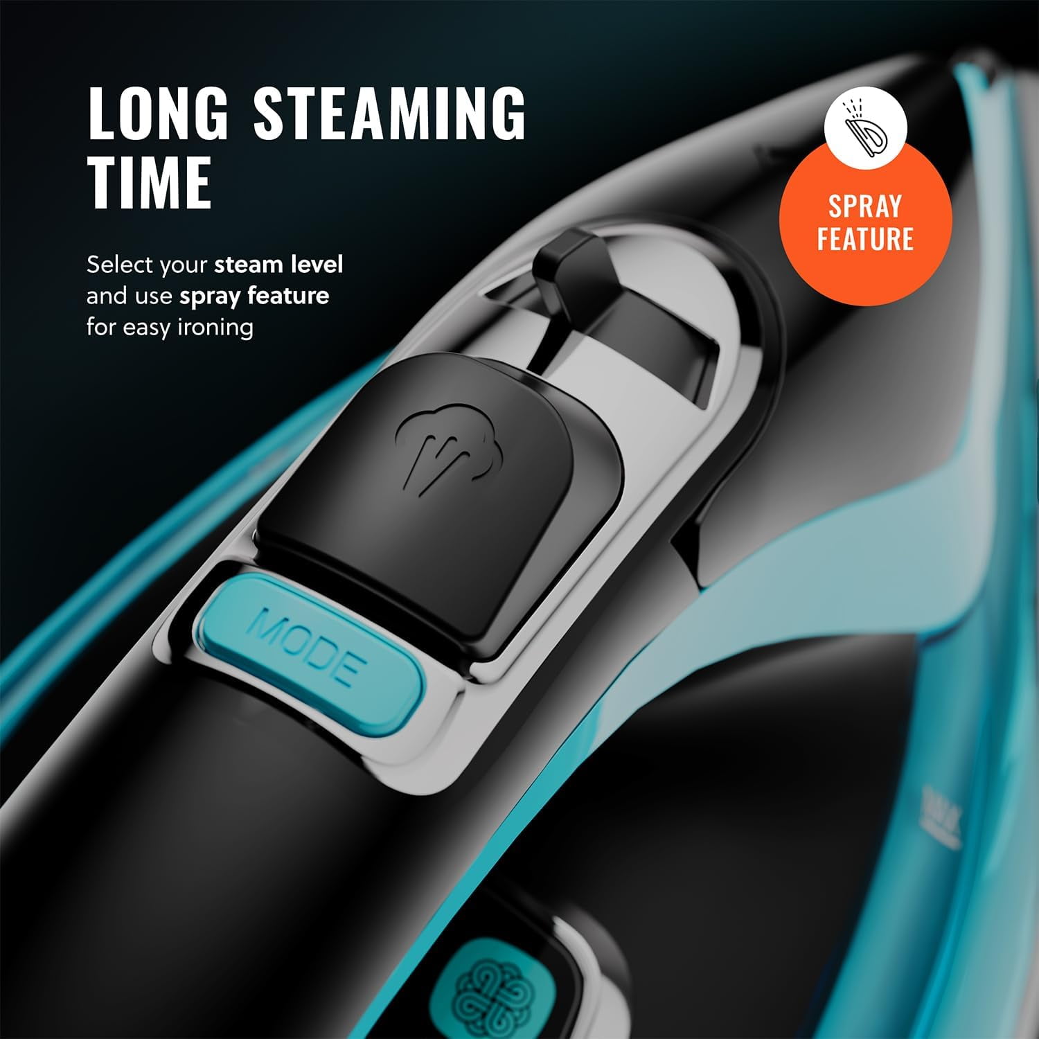 PurSteam SteamTech Elite Black Digital Steam Iron, 1750W