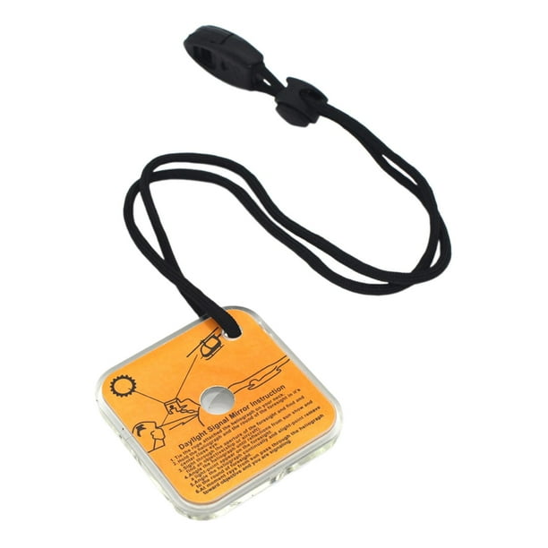 Espejo de señal de supervivencia con silbato, espejo reflectante de supervivencia resistente con cordón, espejo de emergencia para senderismo