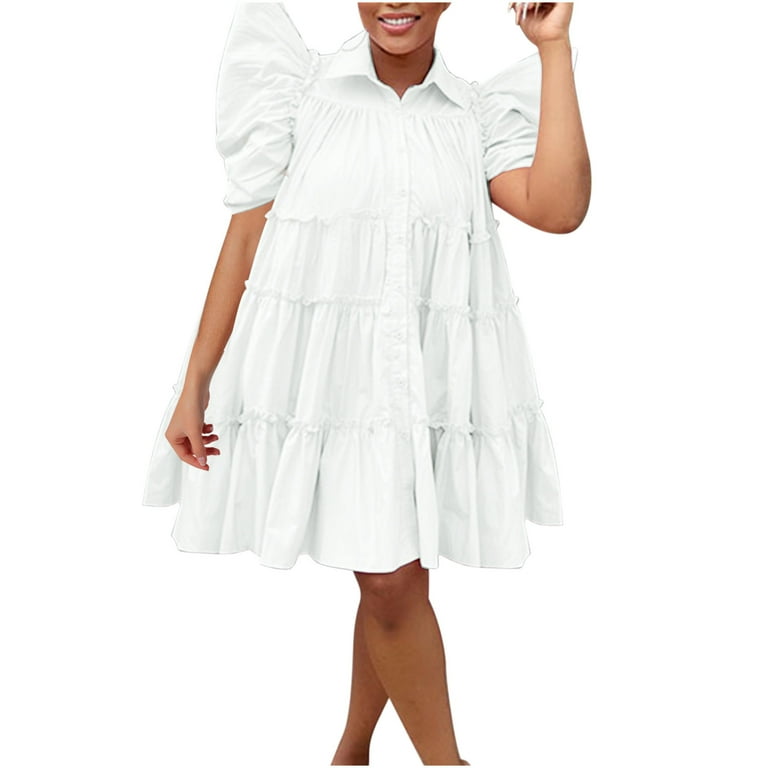 knee length dresses for ladies Birthday Cake White Mini Dress main image 1