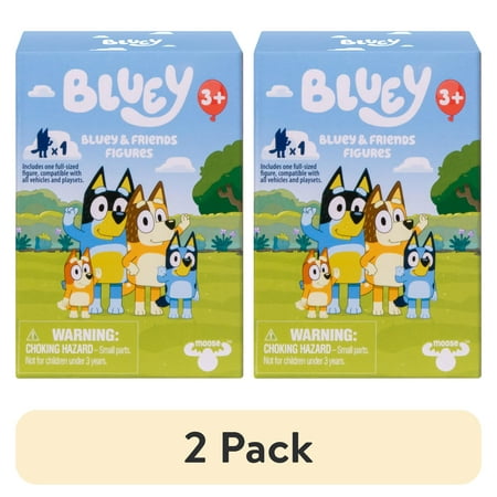 (2 pack) Bluey & Friends Figures, One 2.5-3 inch Figure, Toys for Kids 3-6 Years, Styles May Vary
